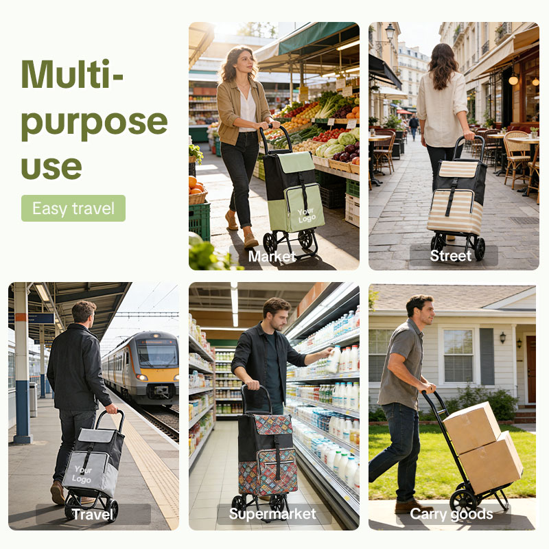 Custom Shopping Cart for Groceries with Wheels | Rolling Personal Hand Truck & Stair Climbing Cart Trolley Dolly – Foldable Heavy Duty with Removable Bag