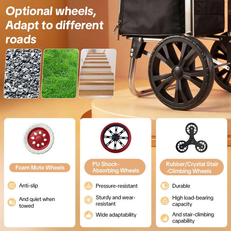 Trolley Dolly Heavy Duty Stainless Steel Foldable Shopping Cart for Groceries - Customizable Double Layer Design with Removable Bag & Wheels