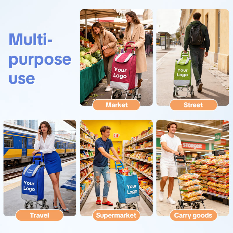 Customize Shopping cart for Groceries with Wheels and Removable Bag and Rolling Personal Handtruck Stair Climbing Cart