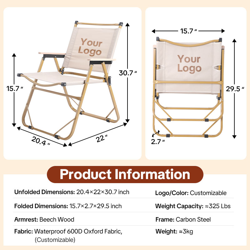 Heavy-Duty Custom Camping Chairs Wholesale - Personalized Your Logo on Portable Folding Beach Chair for Outside