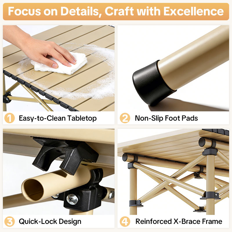 Folding Carbon Steel Roll-Top Camping Table STRONG BIRD Outdoor Product