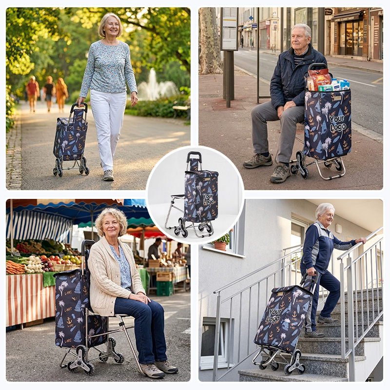 2-in-1 Shopping Cart with Seat – Carry Groceries & Sit Anytime