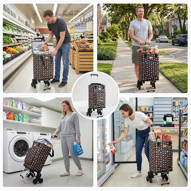 Laundry Shopping Cart - Strong Bird Foldable 2-in-1 Rolling Cart