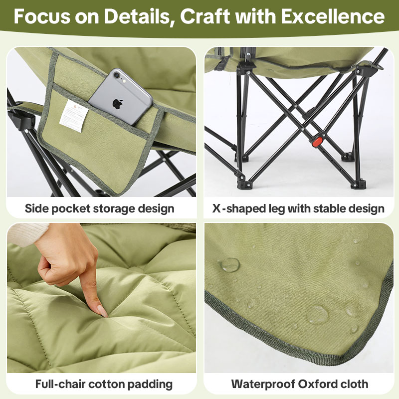 Custom Logo Reclining Camping Chair with Adjustable Back Folding Camp Recliner for Adults Portable High Back Oversized  for Corporate Branding & Gifts-strongbird