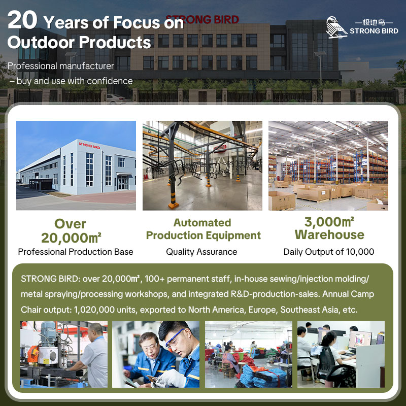 Custom Logo Reclining Camping Chair with Adjustable Back Folding Camp Recliner for Adults Portable High Back Oversized  for Corporate Branding & Gifts-strongbird