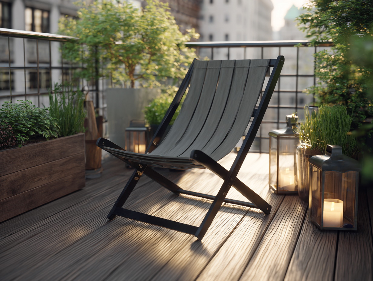 Chaise pliante de jardin 85x60x90 cm - structure noire et toile grise - usage extérieur pliable-Nestoliq