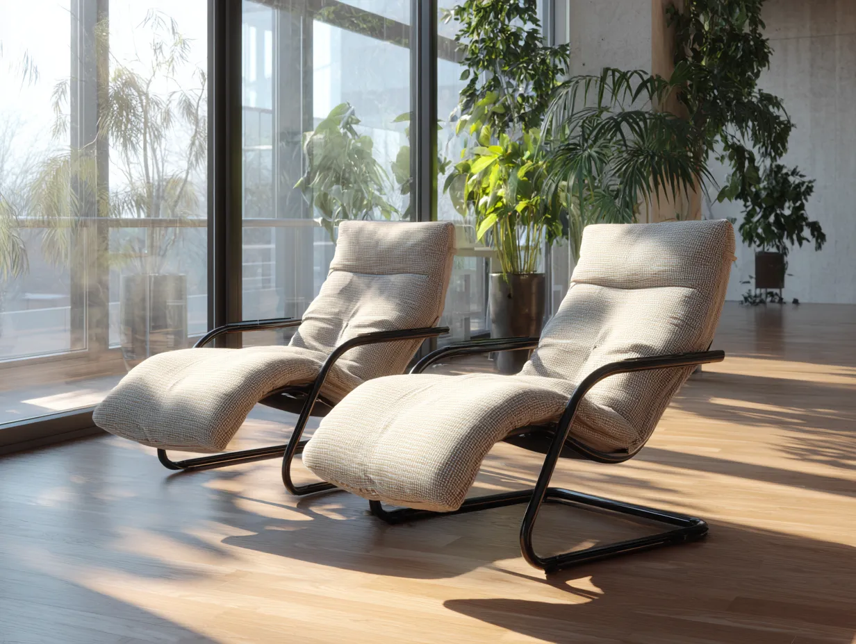 Lot de 2 chaises longues zéro gravité avec coussin épais - 165x65x110 cm - beige/gris/noir - usage intérieur et extérieur-Nestoliq