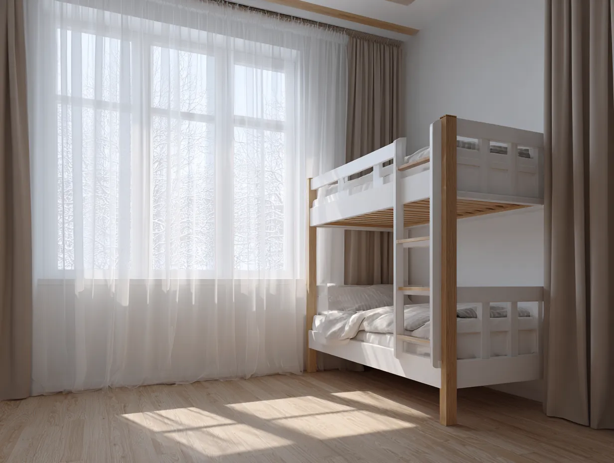 Lit superposé en bois 90x200 cm - blanc et chêne naturel - style classique-Nestoliq