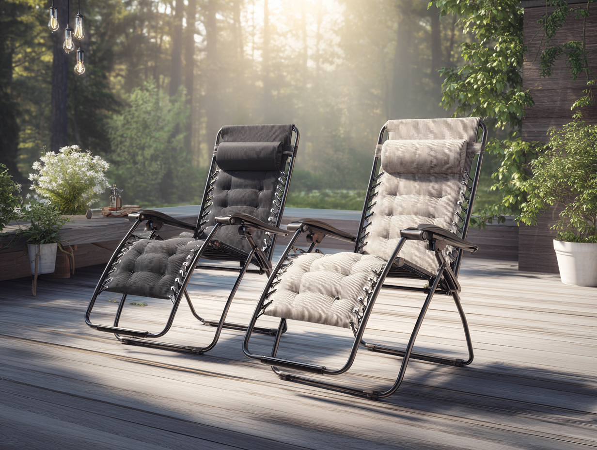 Fauteuil relax zéro gravité avec coussin rembourré - métal et tissu respirant - 165x65x110 cm - noir/beige - dossier inclinable-Nestoliq