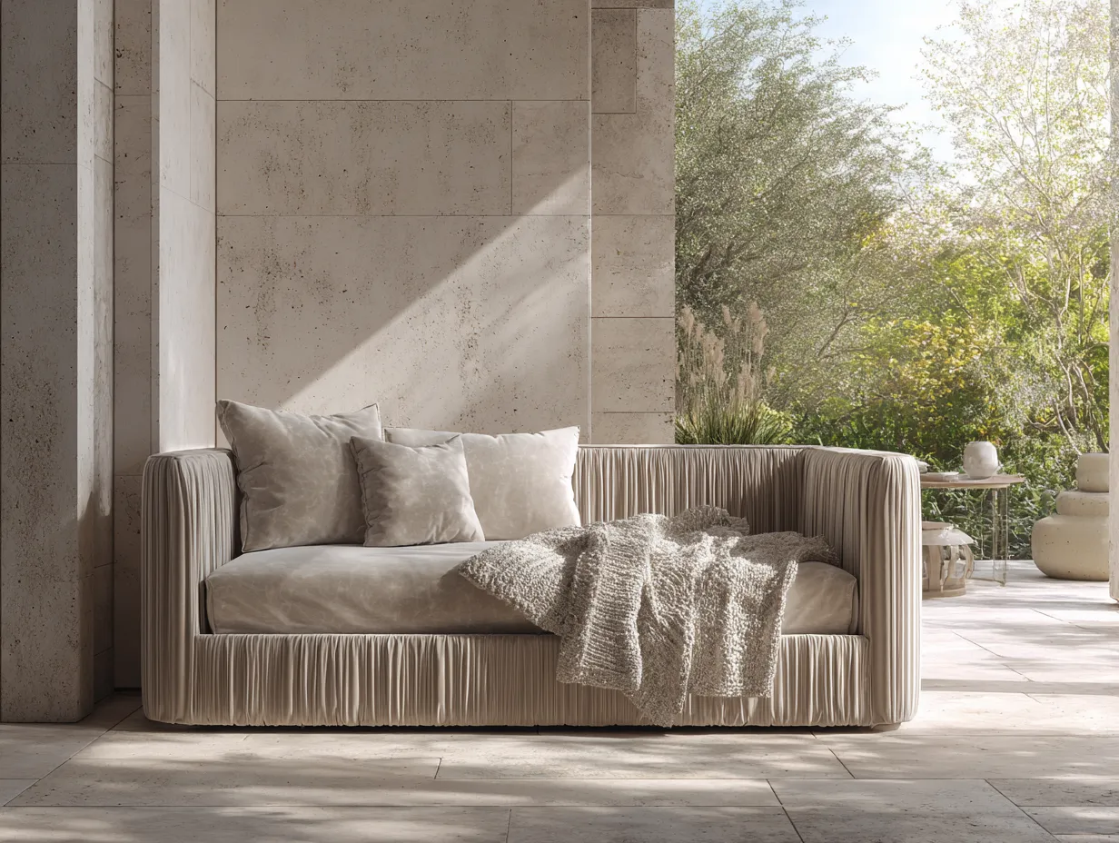 Lit banquette avec lit gigogne - tissu beige plissé 90x200 cm - style moderne raffiné-Nestoliq