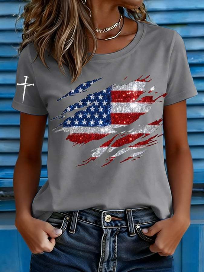 Women's American 250th Anniversary Commemorative Print Casual T-Shirt
