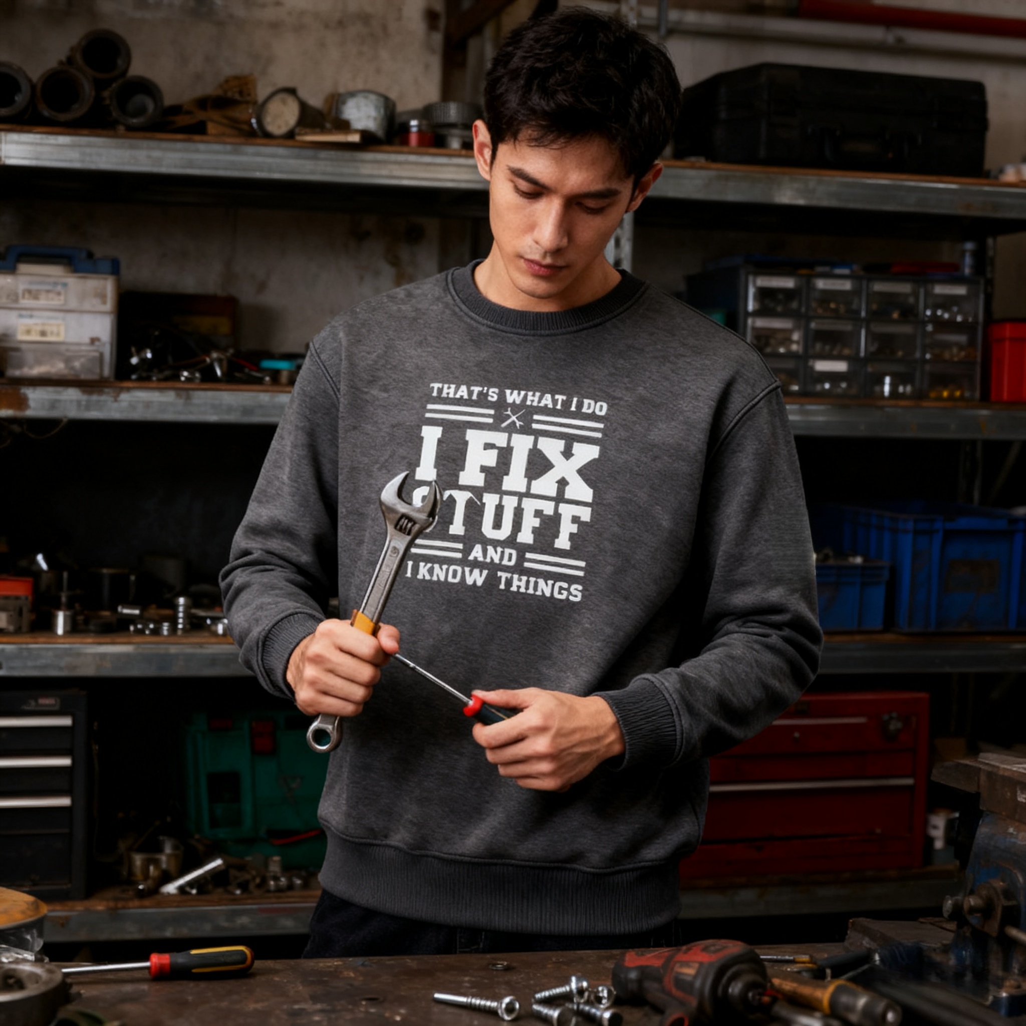 🔥“I Fix Stuff & Know Things” Tee – The Perfect T-Shirt for Problem Solvers 🔧