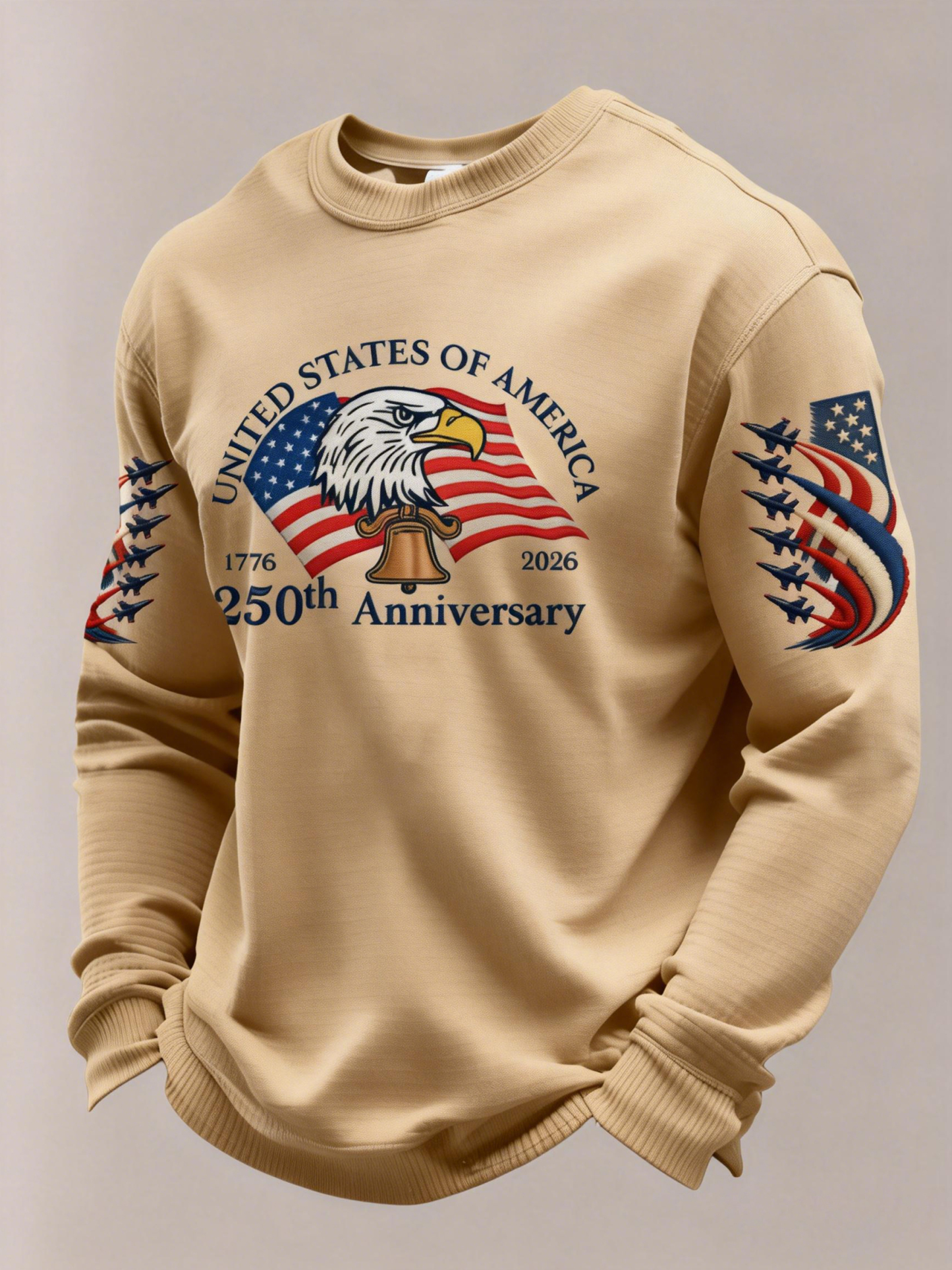 Men's American 250th Anniversary Print Waffle Knit Long-Sleeve T-Shirt