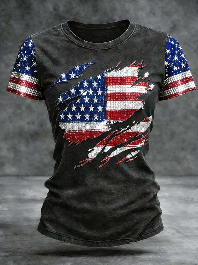 Women's Casual American 250th Anniversary Print T-shirt