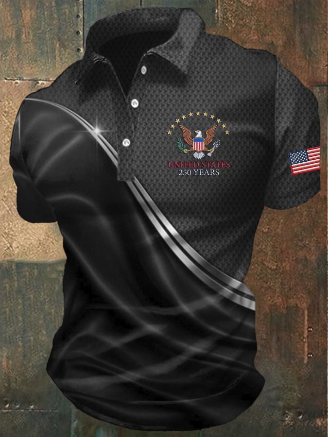Men's America 250th Anniversary Print Casual Polo Shirt