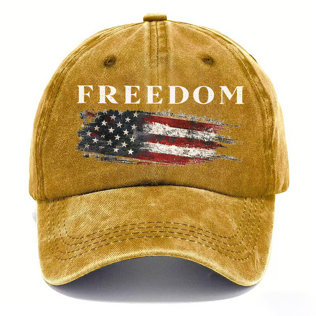 FREEDOM Vintage American Flag Washed Baseball Cap 🇺🇸