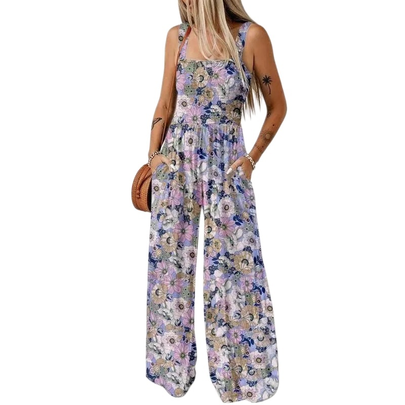 💥💕Women's Casual Print Sleeveless Overalls Jumpsuits