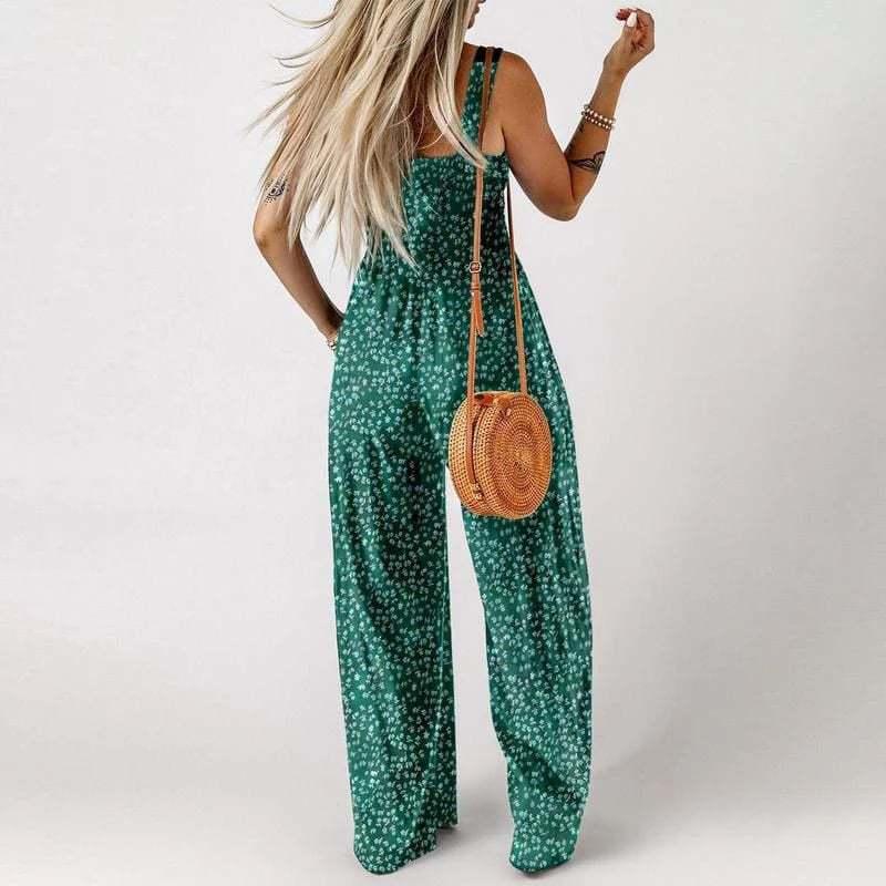 Summer Bestseller 💥💕Women's Casual Print Sleeveless Overalls Jumpsuits