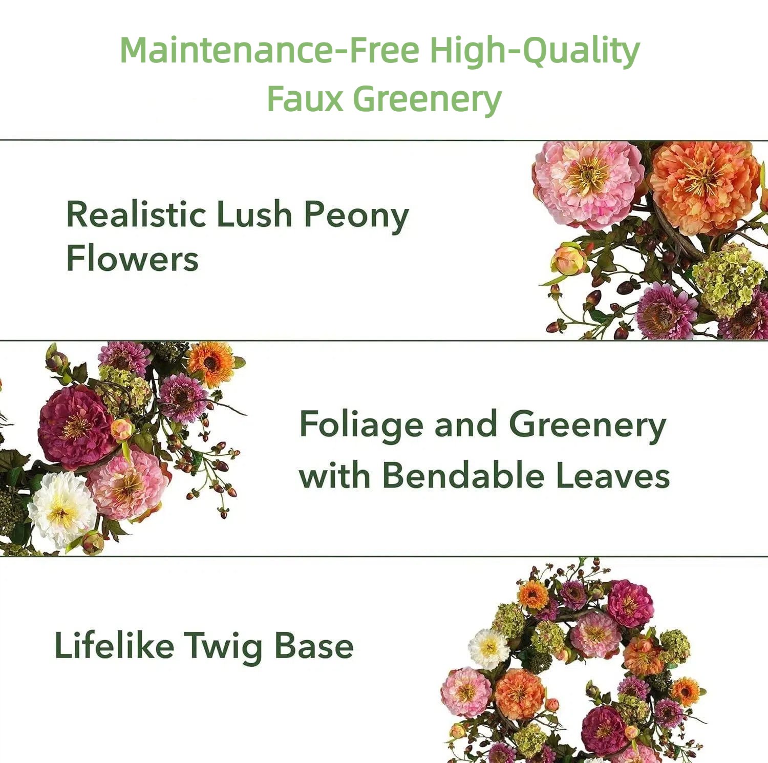 🌸 Mixed Peony Floral Wreath 🔥