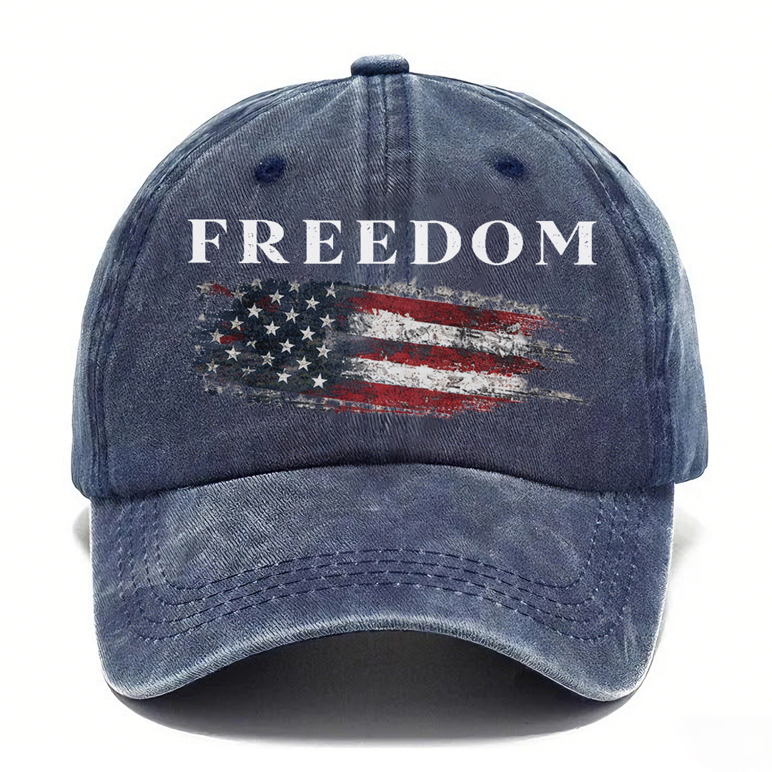 FREEDOM Vintage American Flag Washed Baseball Cap 🇺🇸