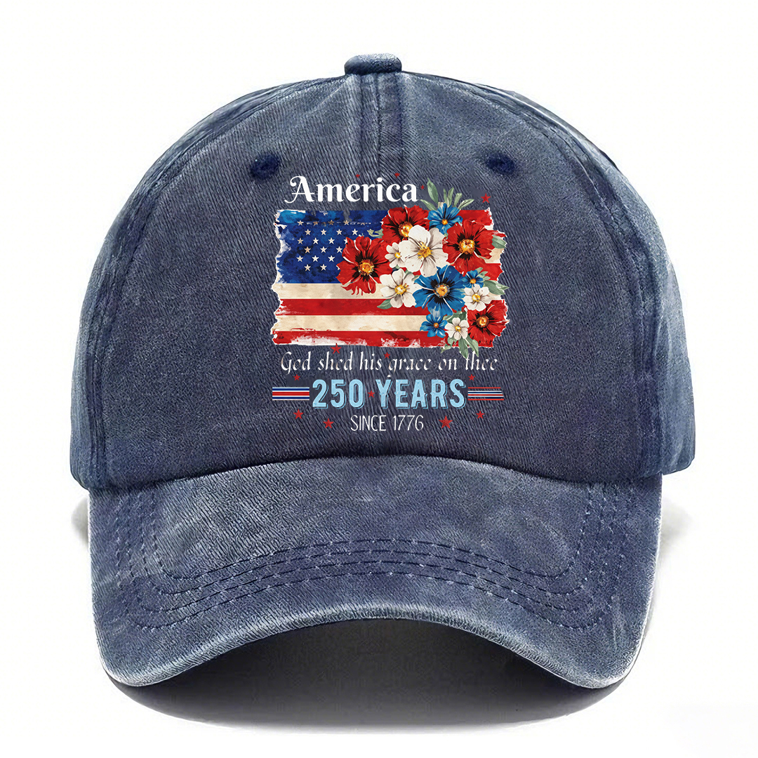 🇺🇸 America 250 Years Patriotic Floral Vintage Cap
