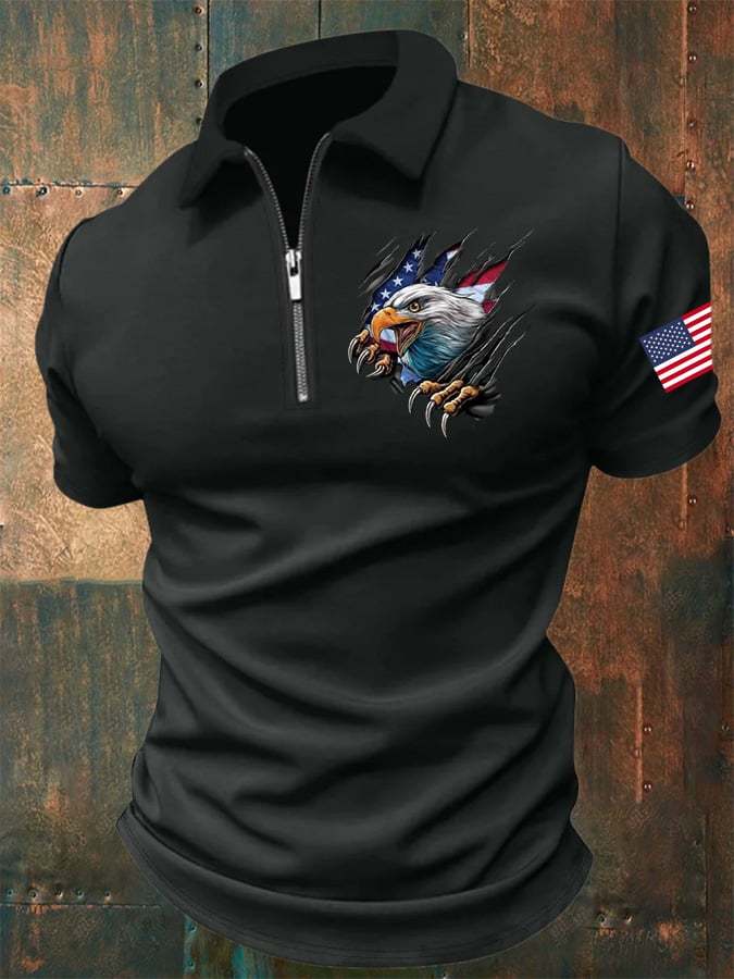 Men's America 250th Anniversary Print Casual Polo Shirt