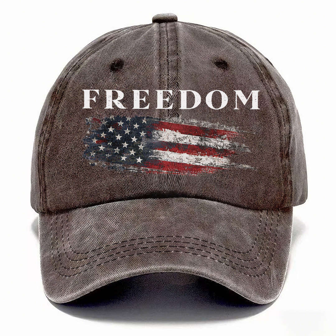 FREEDOM Vintage American Flag Washed Baseball Cap 🇺🇸