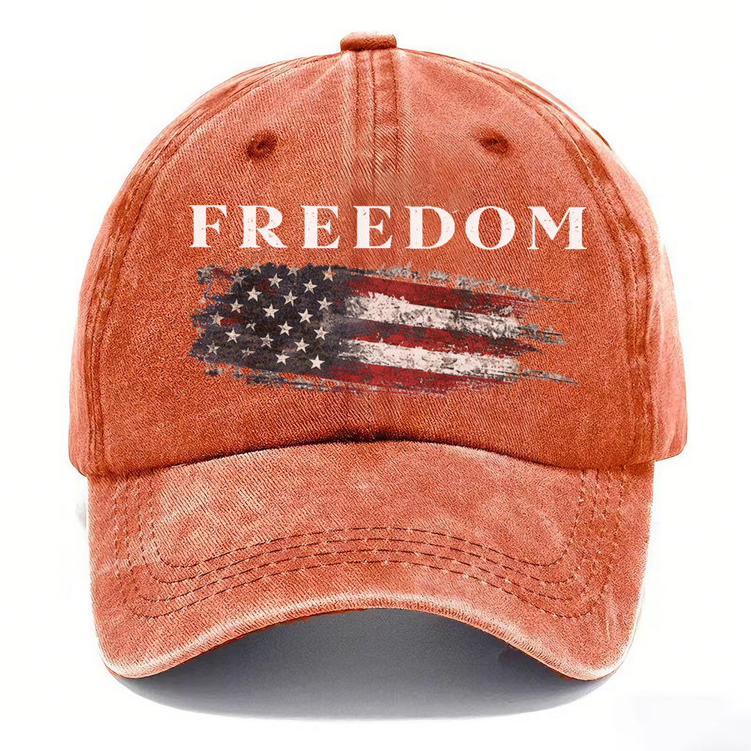 FREEDOM Vintage American Flag Washed Baseball Cap 🇺🇸