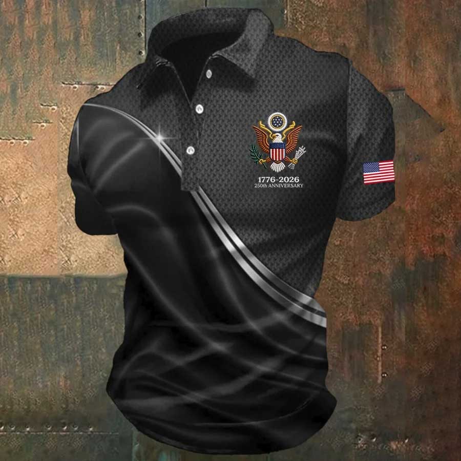 Men's America 250th Anniversary Print Casual Polo Shirt