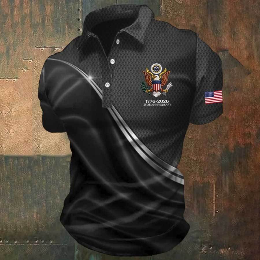 Men's America 250th Anniversary Print Casual Polo Shirt