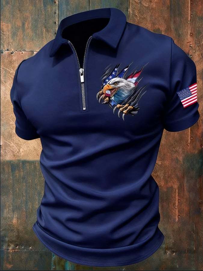 Men's America 250th Anniversary Print Casual Polo Shirt