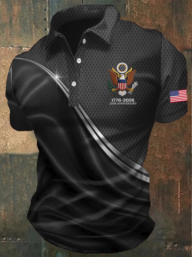 Men's America 250th Anniversary Print Casual Polo Shirt