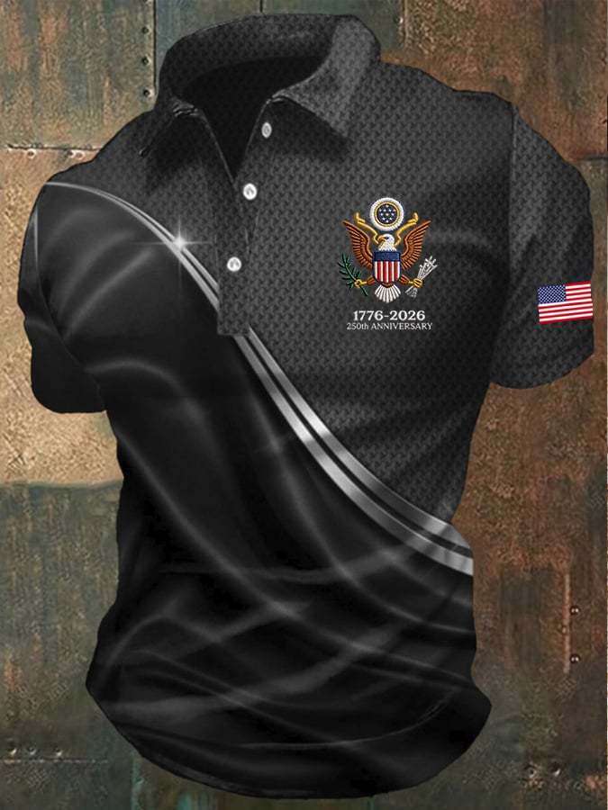 Men's America 250th Anniversary Print Casual Polo Shirt