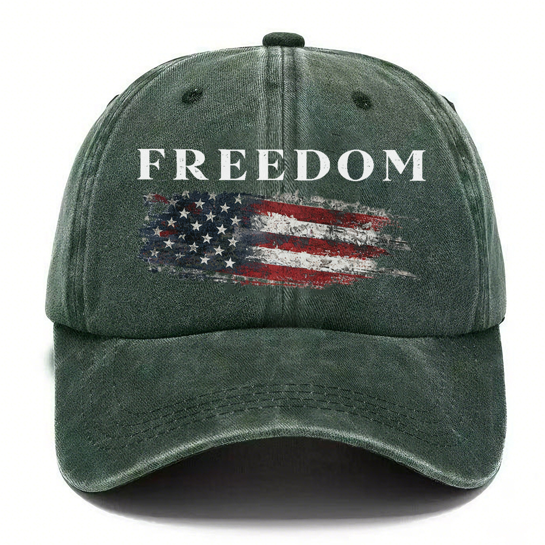 FREEDOM Vintage American Flag Washed Baseball Cap 🇺🇸