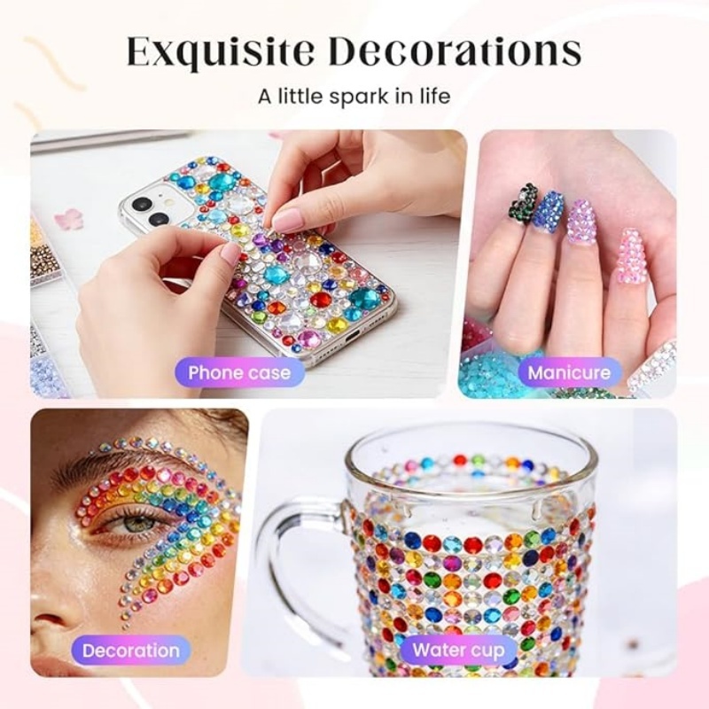 🔥[50% OFF LAST THREE DAYS]VIBRANT GEMS 26000Pcs Resin Rhinestones with Tweezers for Crafting Mixed-Color 3mm Bedazzling Crystal with 3Pcs 10ml B7000 Jewelry Glue for DIY Crafts Clothing Tumblers Shoes Fabric Nail Art Colorful-JKL