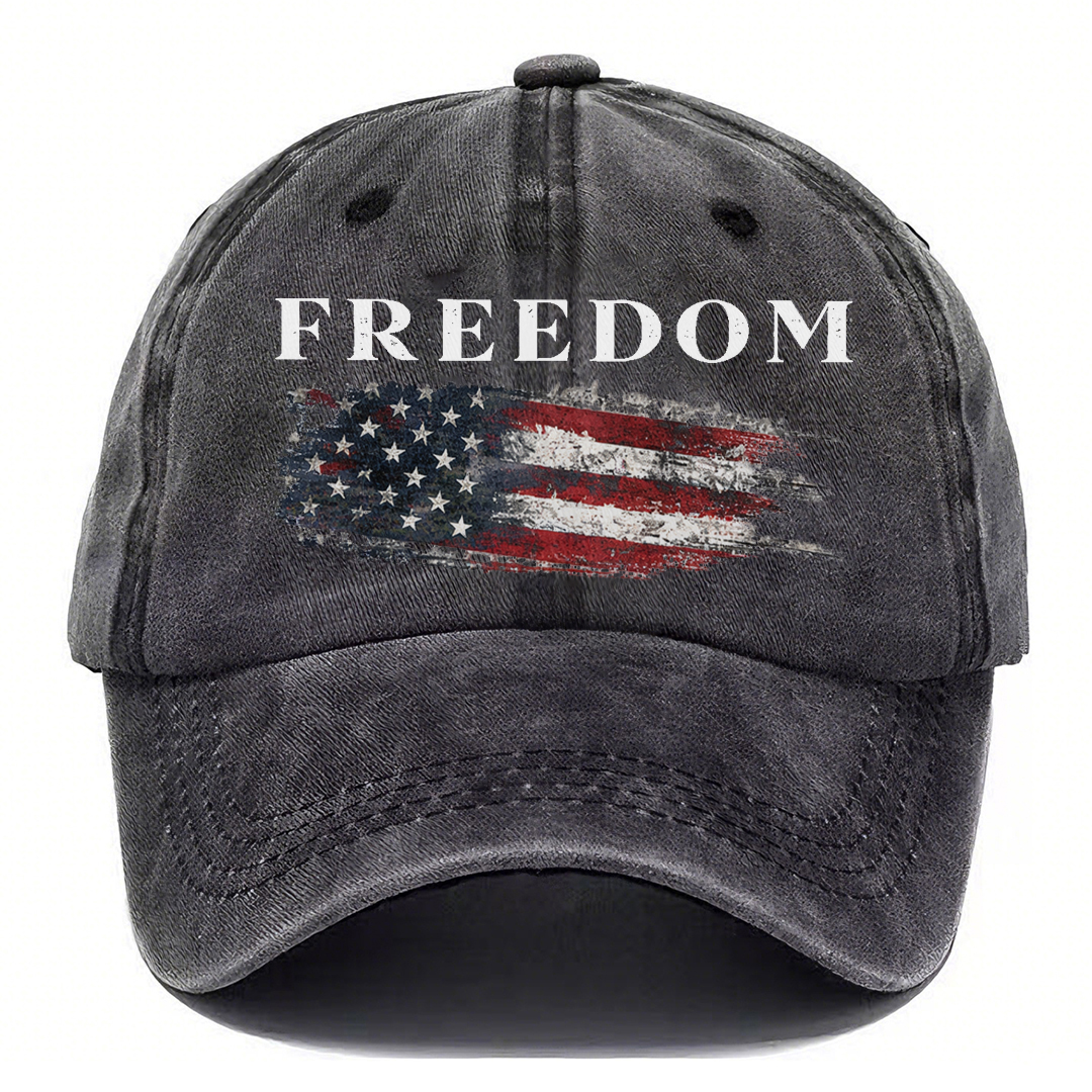 FREEDOM Vintage American Flag Washed Baseball Cap 🇺🇸