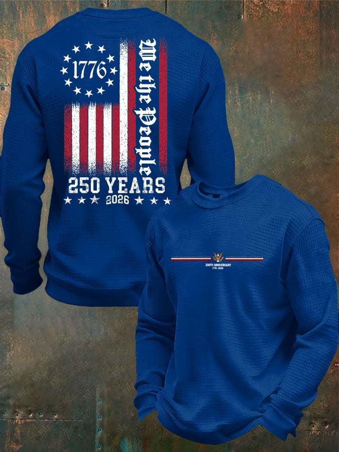 Men's Casual 250th Anniversary Commemorative Flag Waffle T-shirt