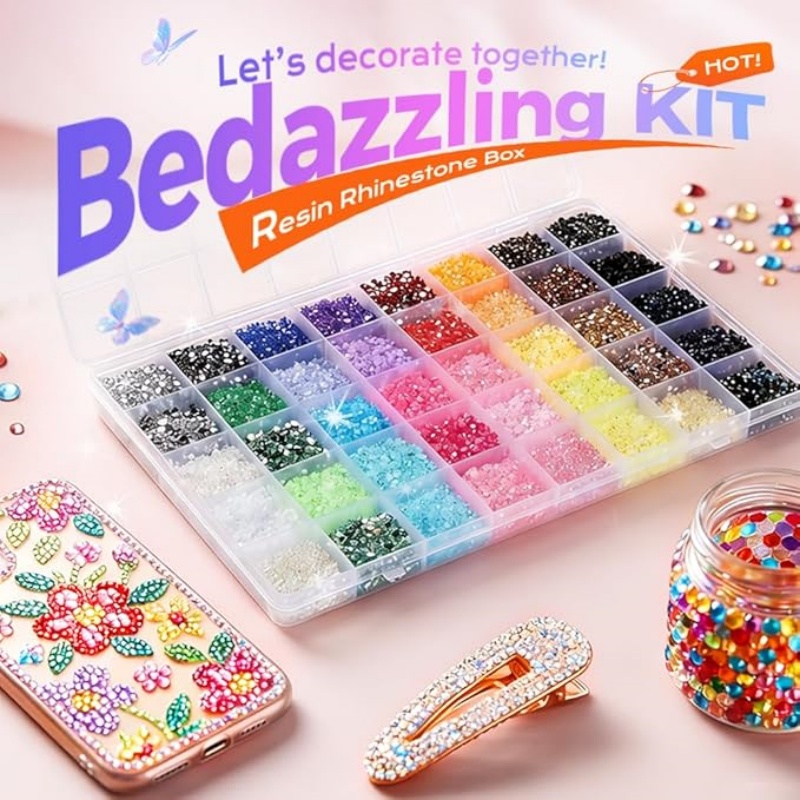 🔥[50% OFF LAST THREE DAYS]VIBRANT GEMS 26000Pcs Resin Rhinestones with Tweezers for Crafting Mixed-Color 3mm Bedazzling Crystal with 3Pcs 10ml B7000 Jewelry Glue for DIY Crafts Clothing Tumblers Shoes Fabric Nail Art Colorful-JKL