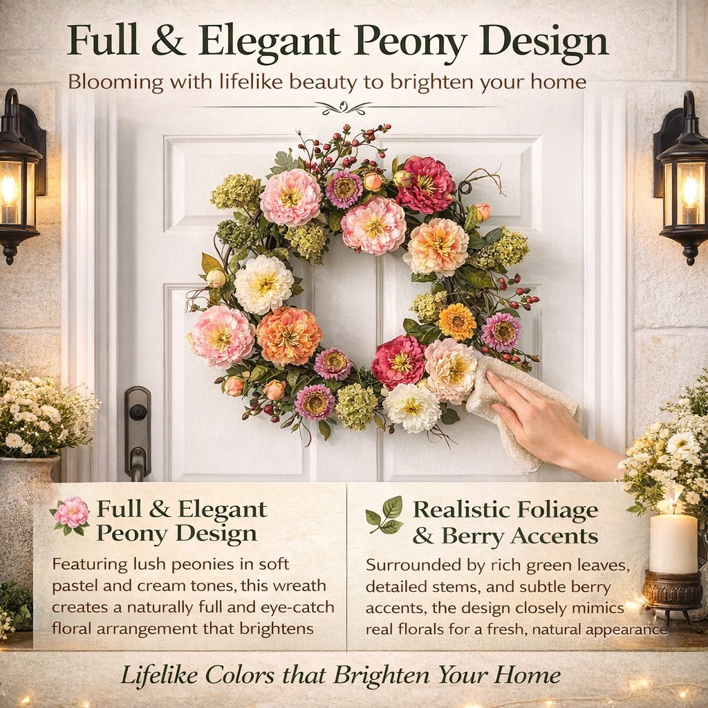 🌸 Mixed Peony Floral Wreath 🔥