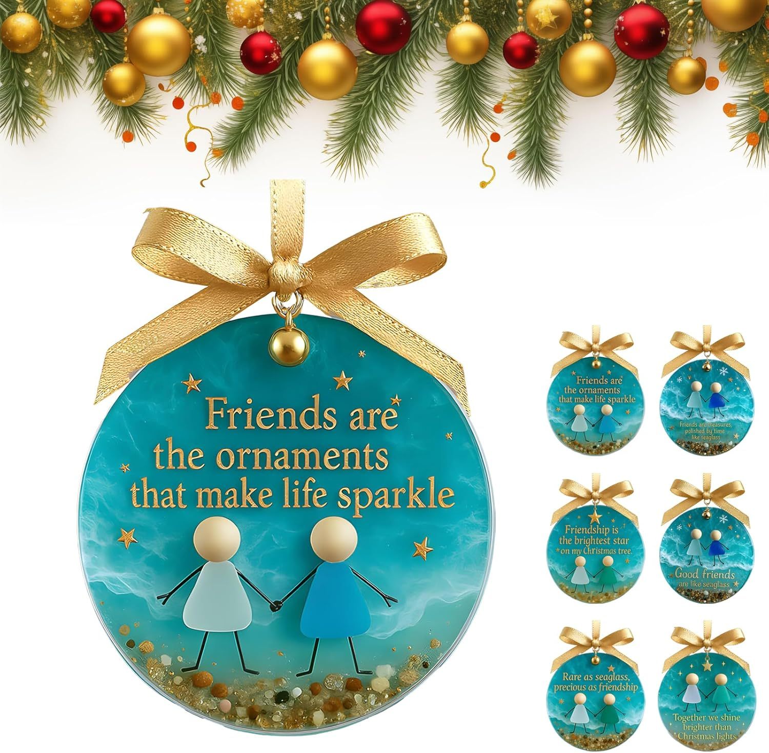 Friendship Sea Glass Christmas Ornament, Ocean Style Timeless Friendsh