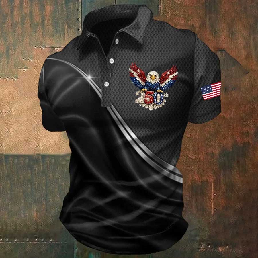 Men's America 250th Anniversary Print Casual Polo Shirt