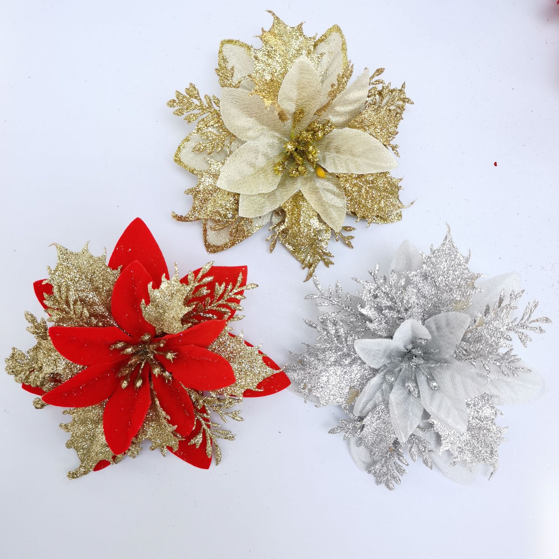 Christmas Tree Poinsettia Ornaments