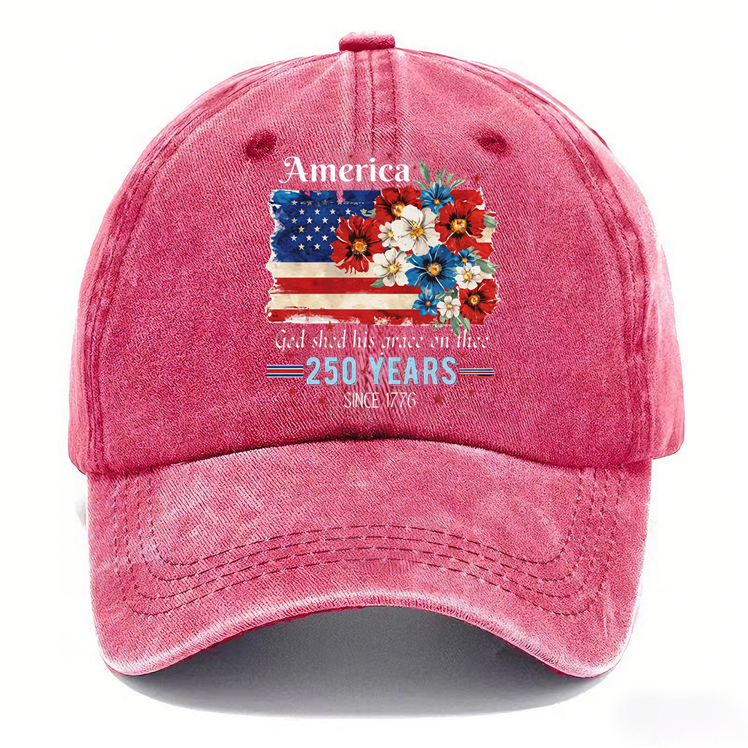 🇺🇸 America 250 Years Patriotic Floral Vintage Cap