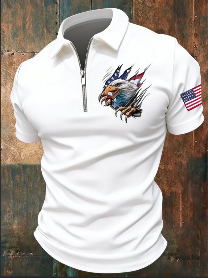 Men's America 250th Anniversary Print Casual Polo Shirt