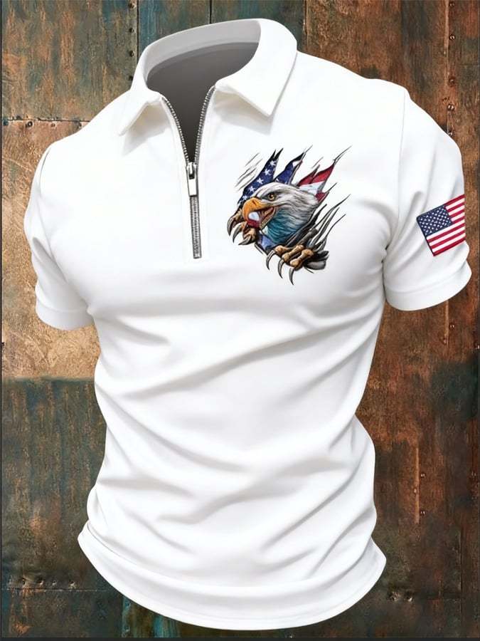 Men's America 250th Anniversary Print Casual Polo Shirt