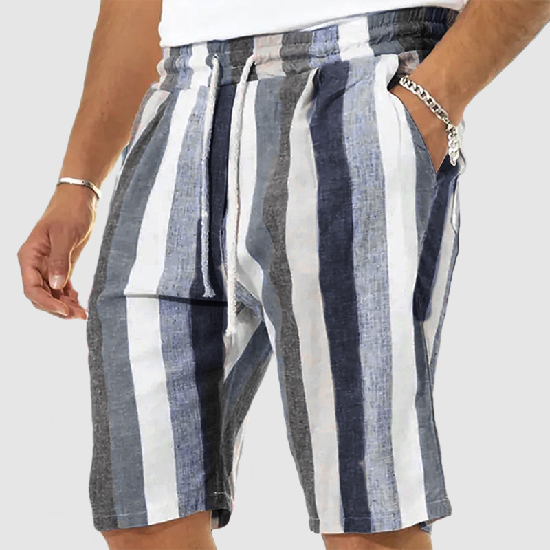 Men's Vacation Striped Cotton Linen Shorts