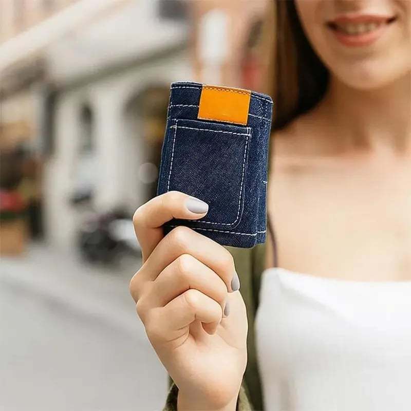 🏆Hot Sale⚡Mini Jeans Shaped Wallet - Denim Bifold Wallet for Men & Women