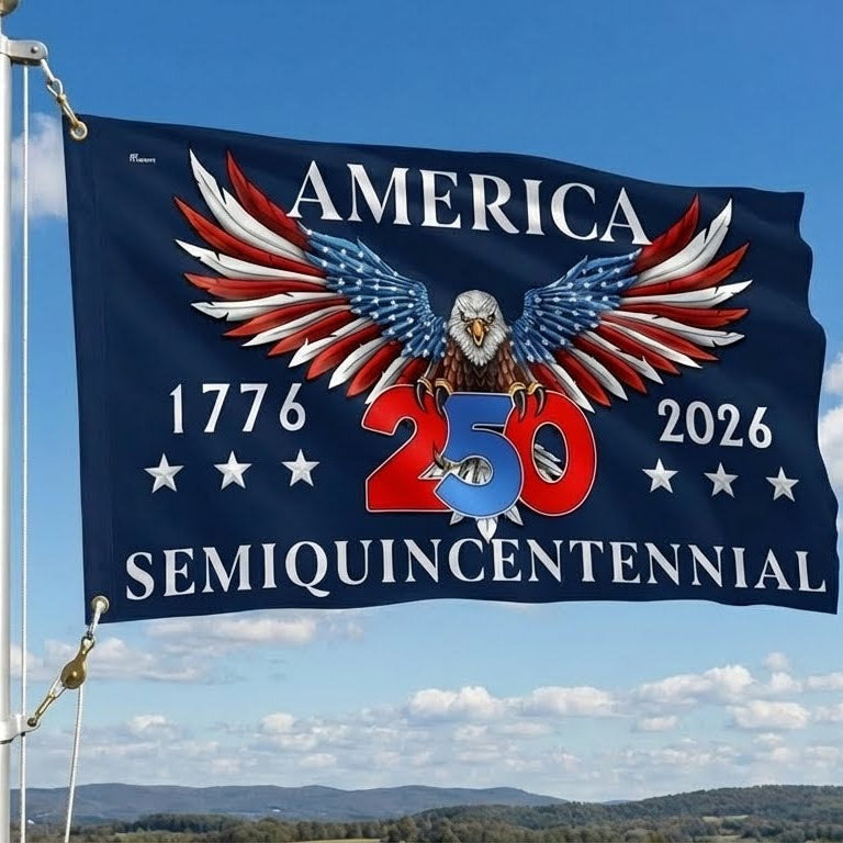 Flagwix American Flag - America 250th Anniversary Semiquincentennial Eagle Grommet Flag
