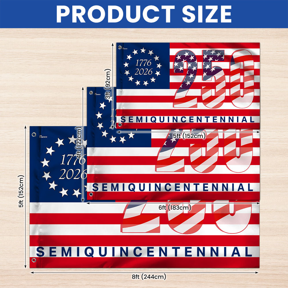 America 250th Anniversary United States Semiquincentennial 1776 2026 Patriotic Grommet Flag