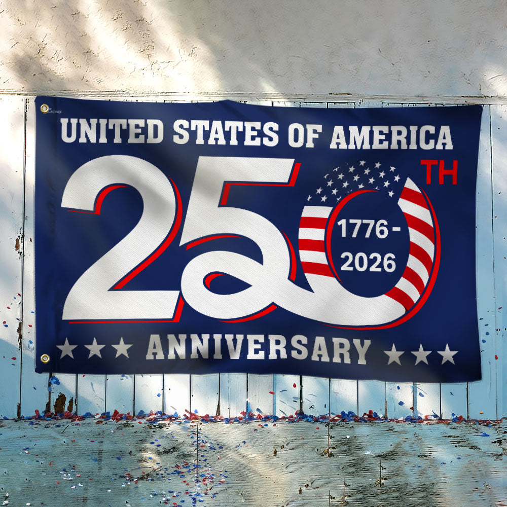 Patriotic 250th Anniversary 1776 2026 United States of America Semiquincentennial Grommet Flag